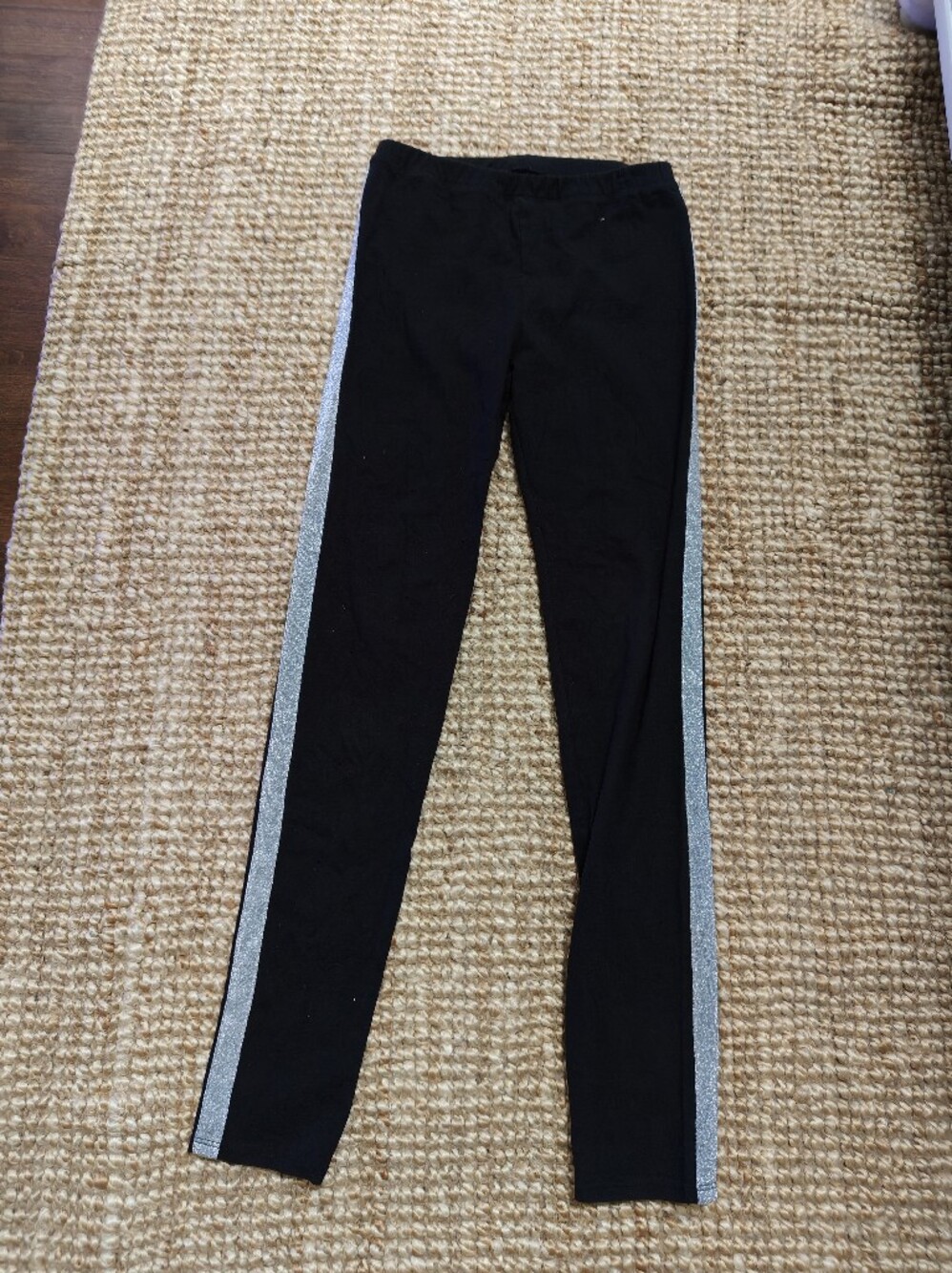 GAP Black Leggings with Silver Side Stripe